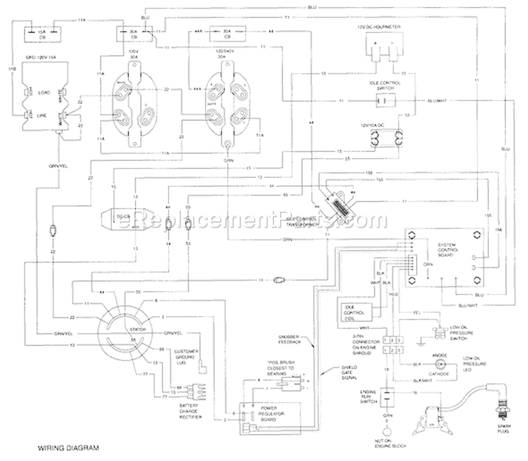 Page E Diagram and Parts List for 1021-0  Briggs and Stratton Generator